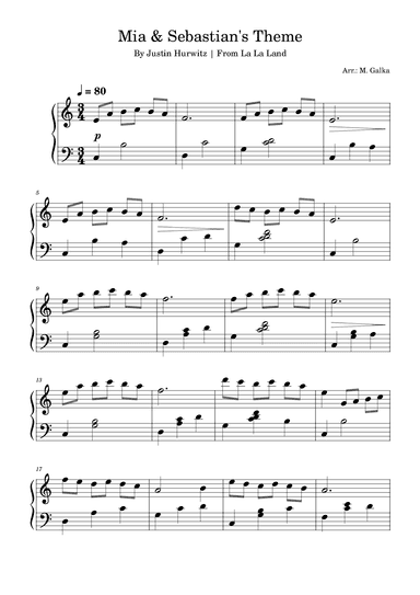 Mia & Sebastian's Theme (arr. M. Galka)
