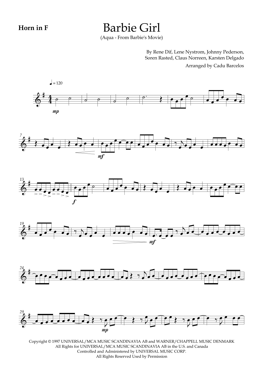 Barbie Girl (arr. Cadu Barcelos)