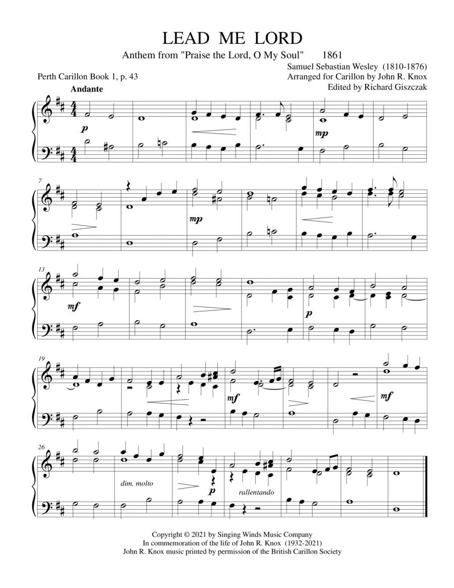 Lead Me Lord (arr. John R. Knox & Richard Giszczak (Ed.))