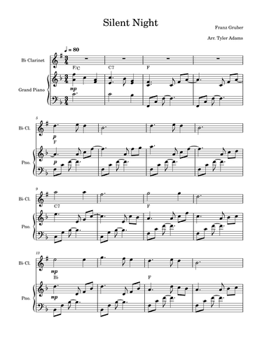 Silent Night (Clarinet Solo with Piano) (arr. Tyler Adams)