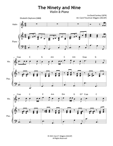 The Ninety and Nine (Violin & Piano) (arr. Carol Troutman Wiggins)