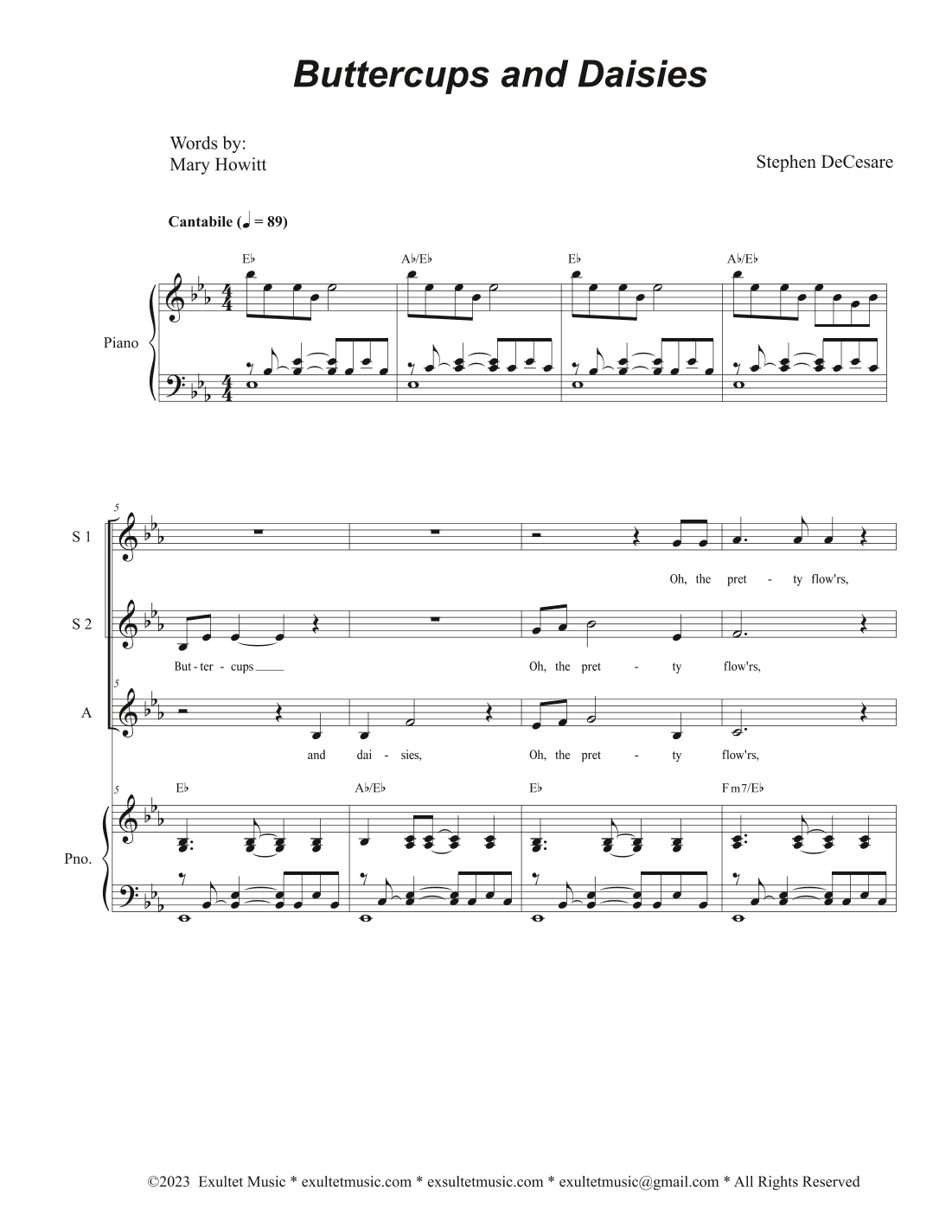 Buttercups And Daisies (Vocal Trio - (SSA)