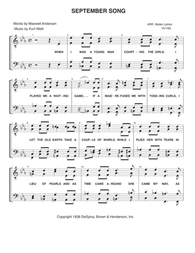 September Song (arr. Walter Latzko)