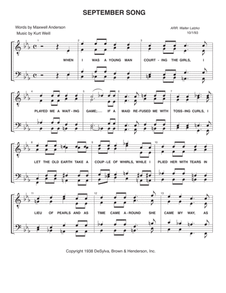 September Song (arr. Walter Latzko)