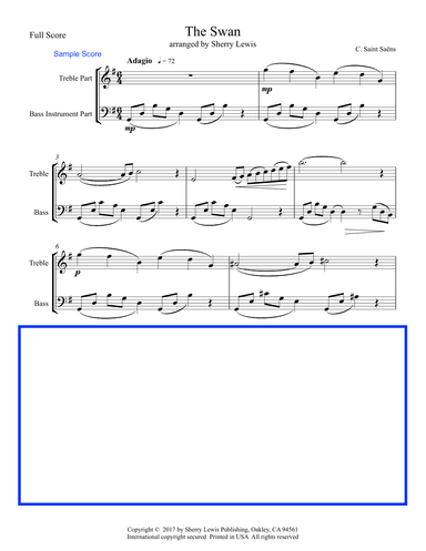 THE SWAN for Duo  for String Duo, Woodwind Duo, any combination of a treble clef instrument and a ba (arr. Sherry Lewis)