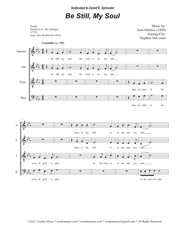 Be Still, My Soul (Vocal Quartet - (SATB) (arr. Stephen DeCesare)