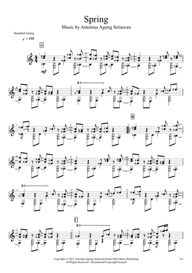 Spring (Solo Guitar Score)