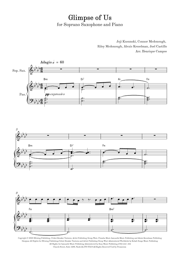 Glimpse Of Us (arr. Henrique Campos)