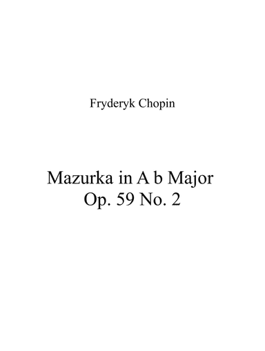 Mazurka in A b Major Op. 59 No. 2 (arr. Patrizia Luraschi)