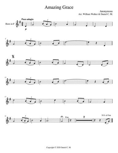 Amazing Grace for horn and piano (easy) (arr. Daniel C. M.)