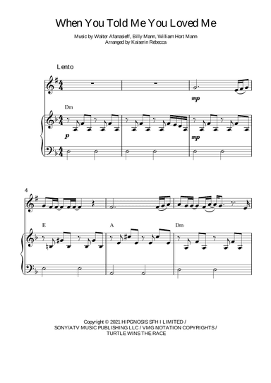 When You Told Me You Loved Me (arr. Kaiserin Rebecca)