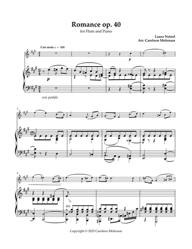 Romance Op. 40 for Flute and Piano (arr. Caroleen Molenaar)