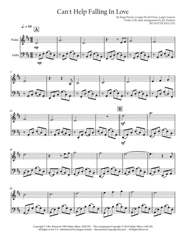 Can't Help Falling In Love (arr. Jen Mathers)