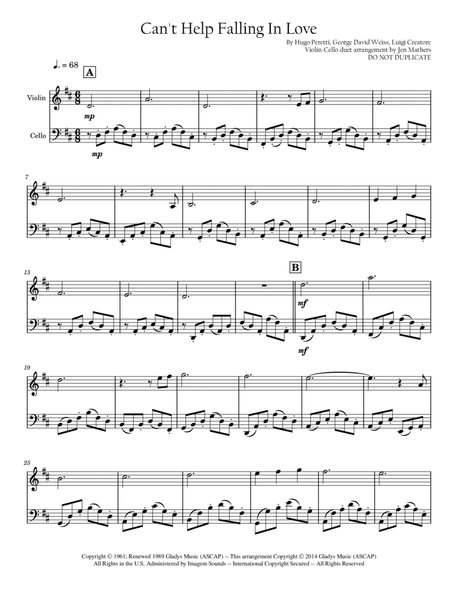 Can't Help Falling In Love (arr. Jen Mathers)