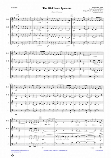 The Girl From Ipanema (garôta De Ipanema) (arr. Josef STASTNY)