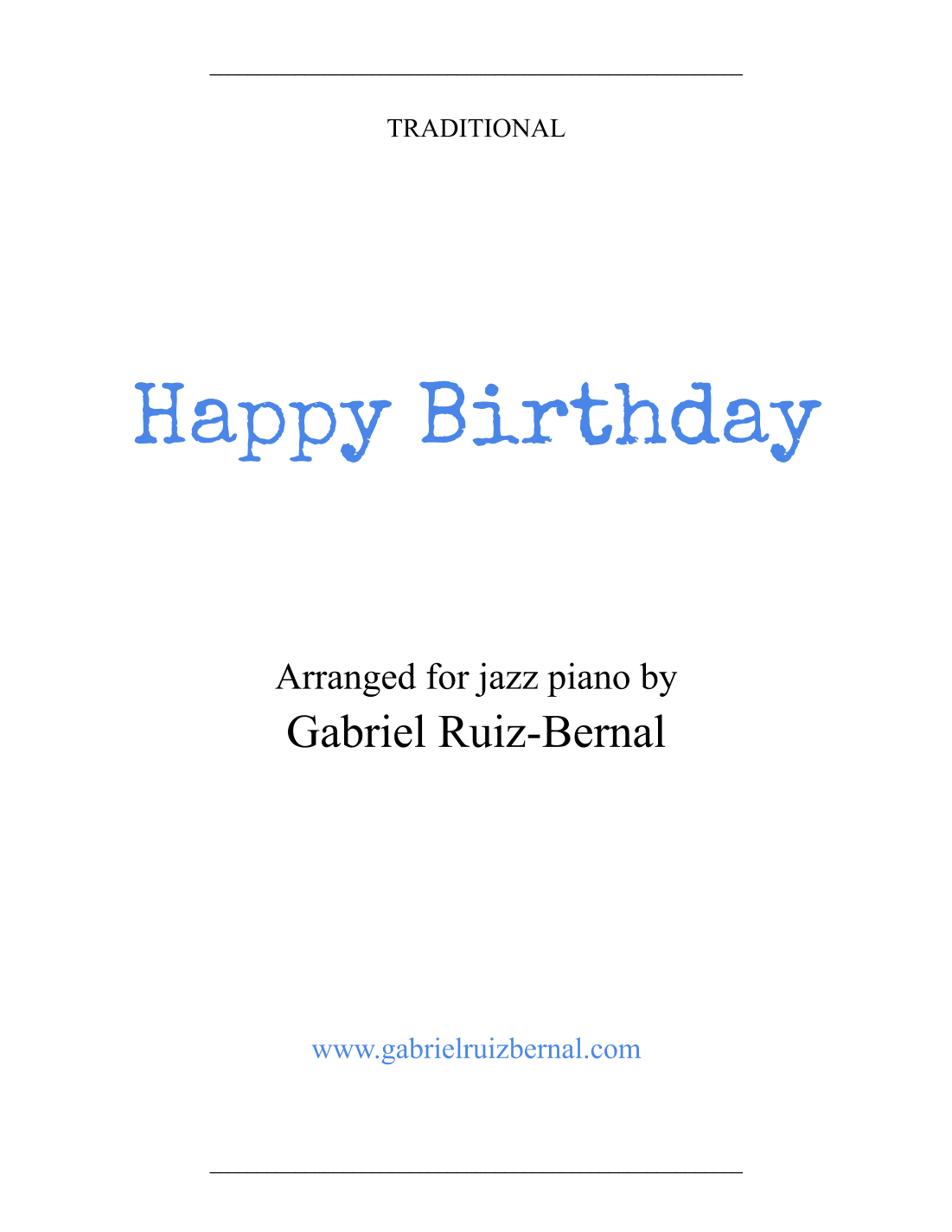 HAPPY BIRTHDAY Jazz harmonization (arr. Gabriel Ruiz-Bernal)