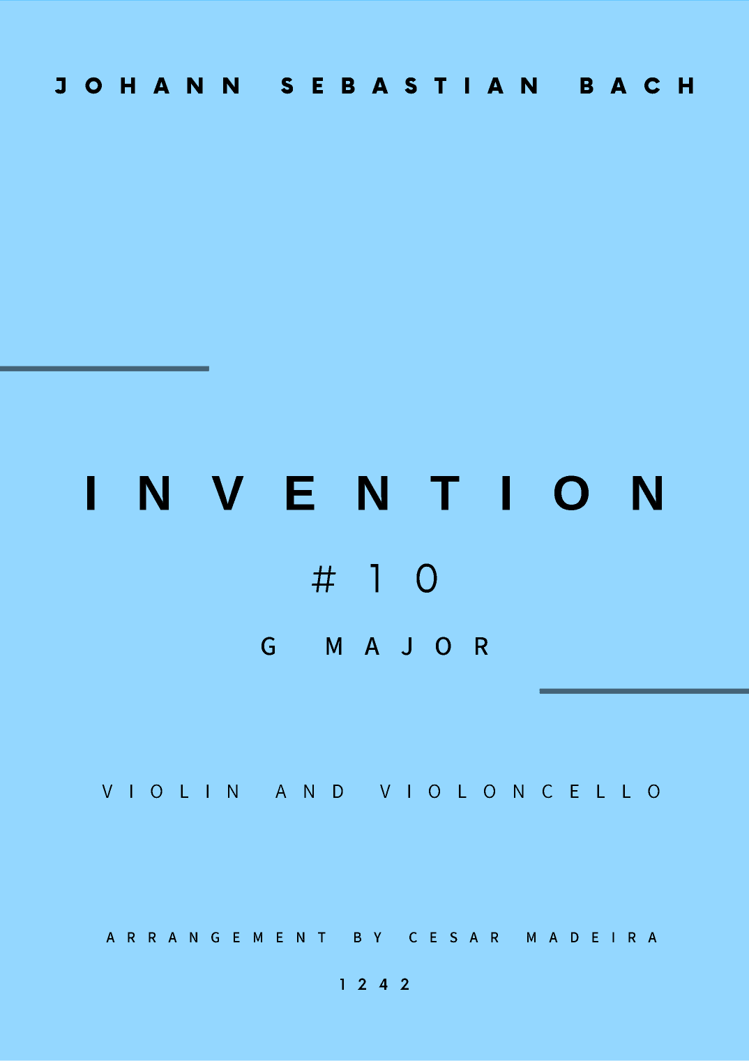 Invention No.10 in G Major - Violin and Cello (Full Score and Parts) (arr. César Madeira)