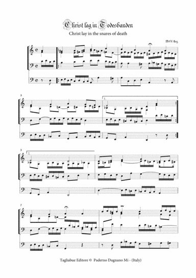BACH J.S. - Christ lag in Todesbanden BWV 625 - For Organ 3 staff (arr. Marcello Meneguzzo)