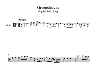Greensleeves - English Folk Song (Viola) (arr. Digital Book Music)
