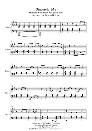 Sincerely, Me (arr. Roxana Belibou)