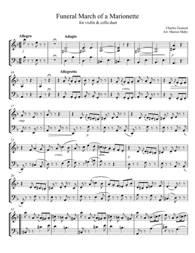 Funeral March of a Marionette, for violin & cello duet (arr. Marion Maby)
