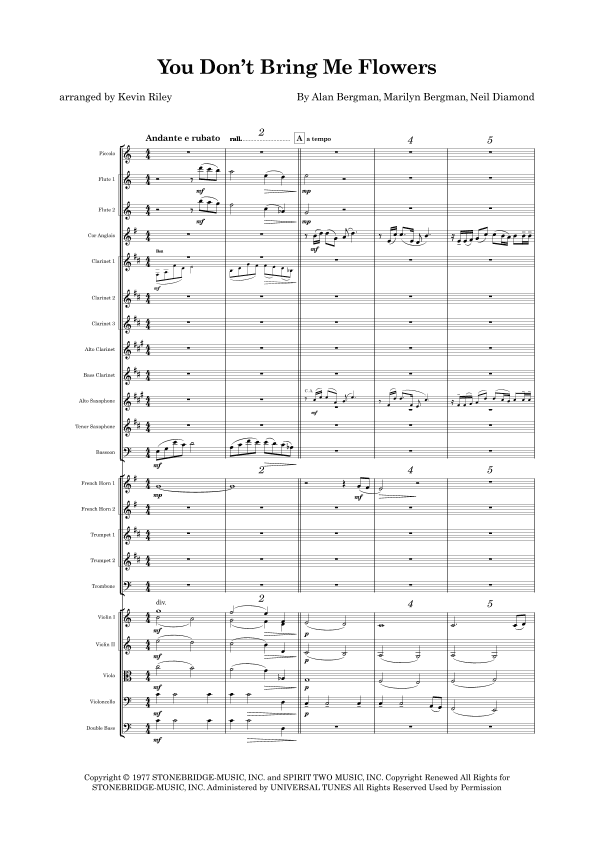 You Don't Bring Me Flowers (arr. Kevin Riley)