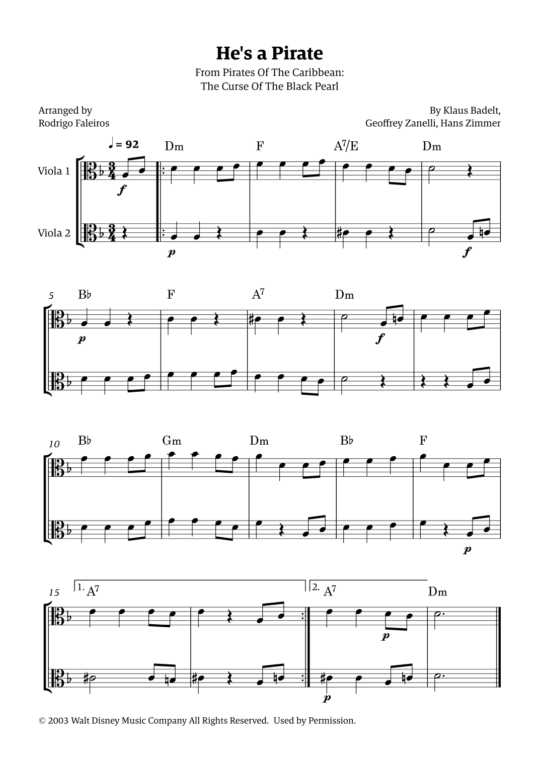 He's A Pirate (arr. Rodrigo Faleiros)