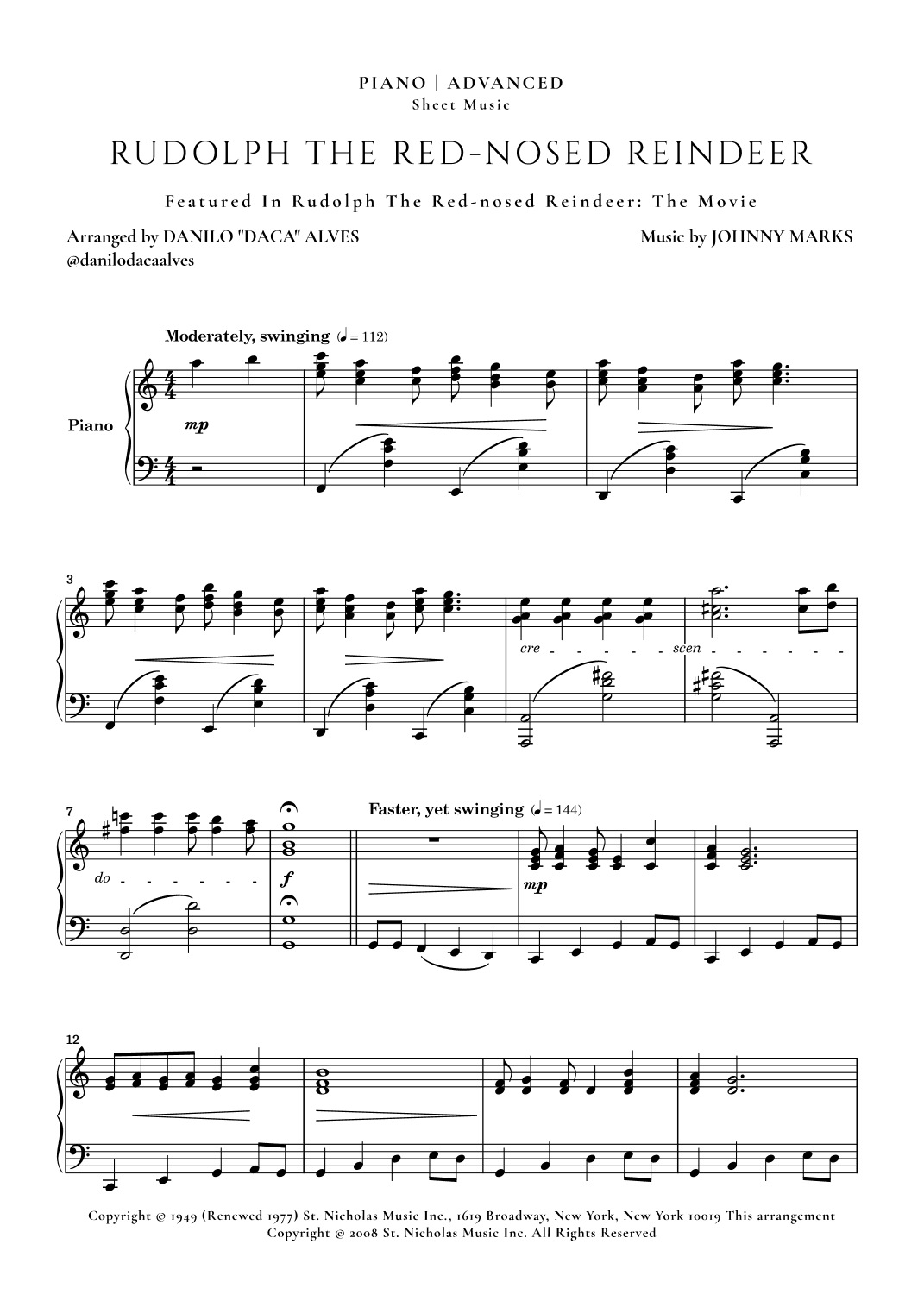 Rudolph The Red-nosed Reindeer (arr. Danilo "Daca" Alves)