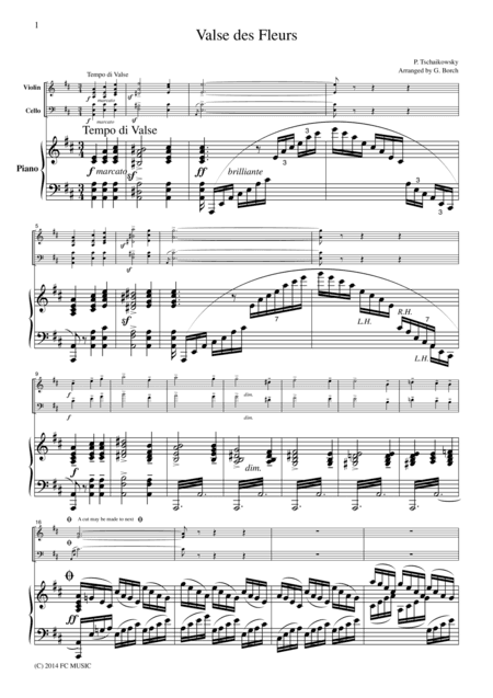 Tschaikowsky  Valse des Fleurs from The Nutcracker, for piano trio, PT003 (arr. G. Borch)