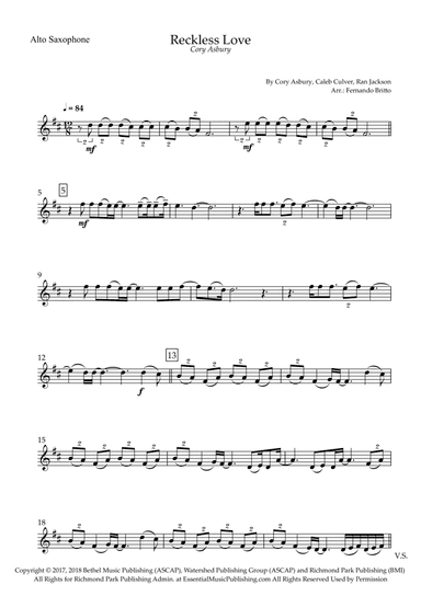 Reckless Love (arr. Fernando Britto)