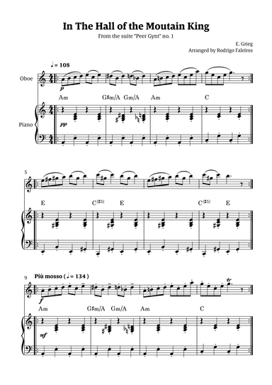 In the Hall of the Mountain King (for oboe solo w/ piano accompaniment) (arr. Rodrigo Faleiros)