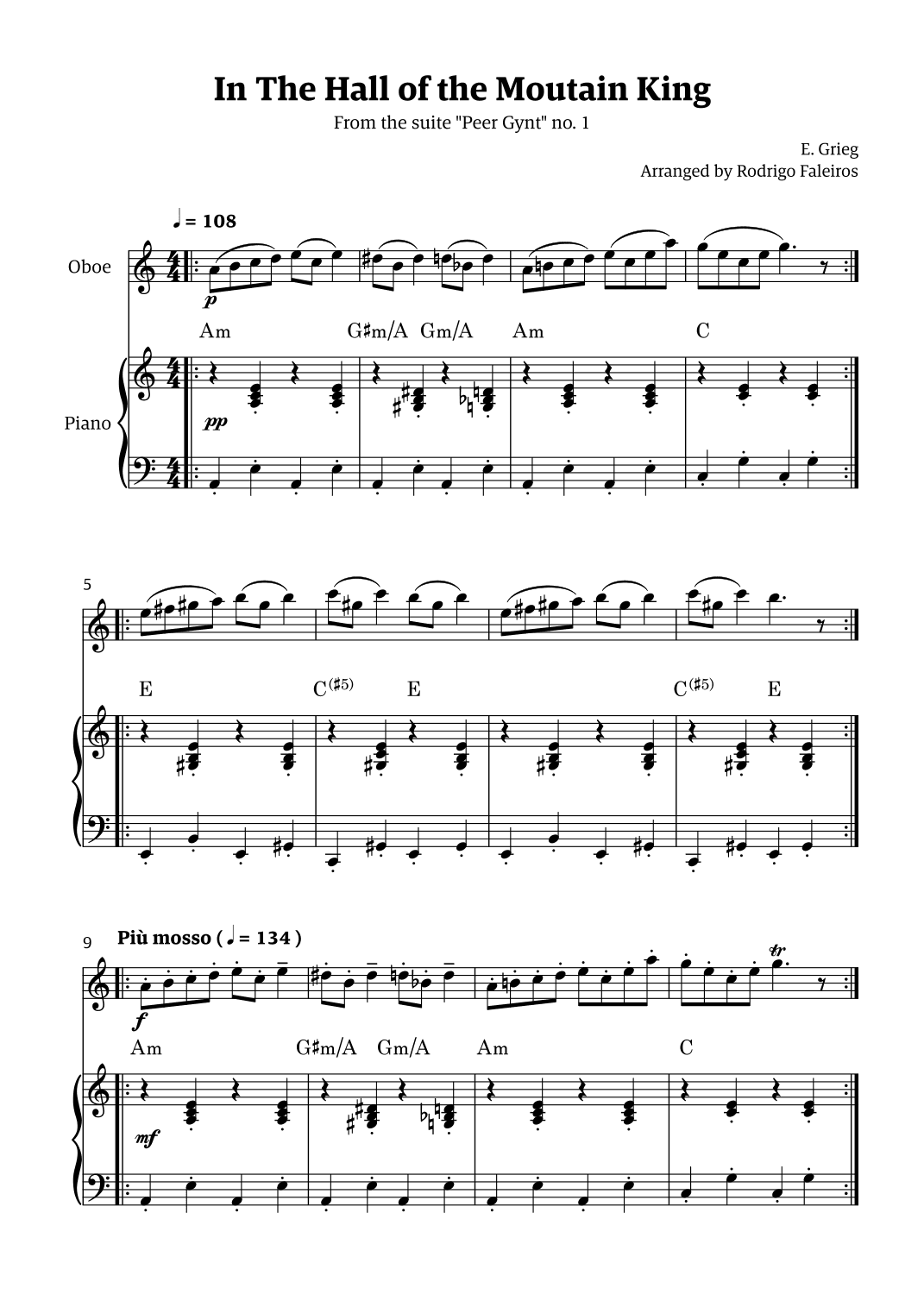 In the Hall of the Mountain King (for oboe solo w/ piano accompaniment) (arr. Rodrigo Faleiros)
