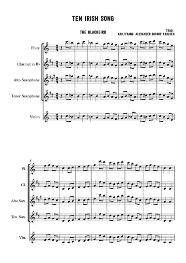 Ten irish songs (arr. Alexander Bosrup Karlsen)