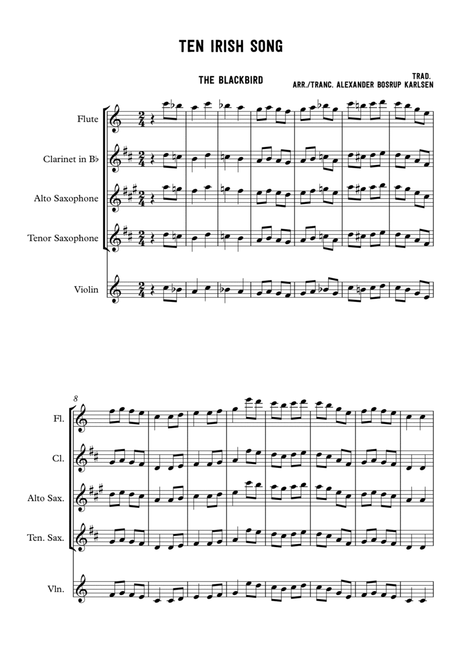 Ten irish songs (arr. Alexander Bosrup Karlsen)