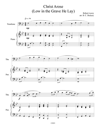 Christ Arose (Low in the Grave He Lay) for Trombone Solo with Piano Accompaniment (arr. B. C. Dockery)