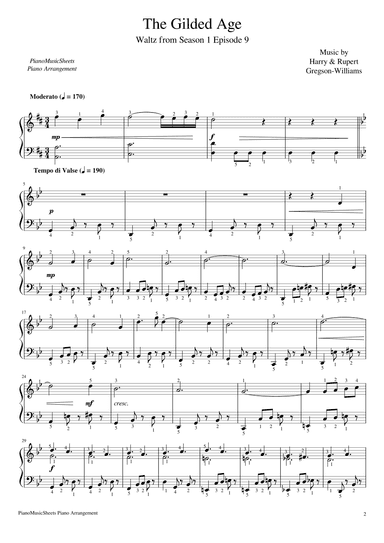 The Gilded Age (arr. PianoMusicSheets)