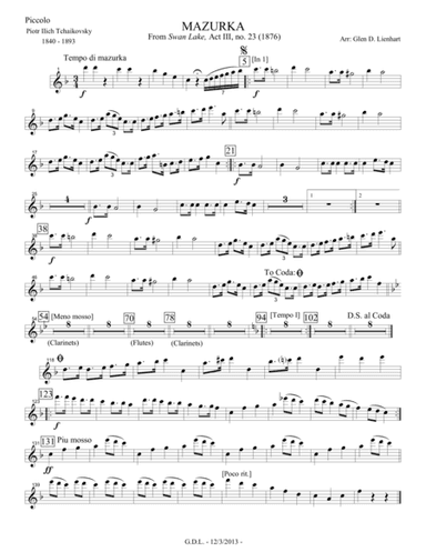 Swan Lake Mazurka (Band) (arr. Glen D. Lienhart)
