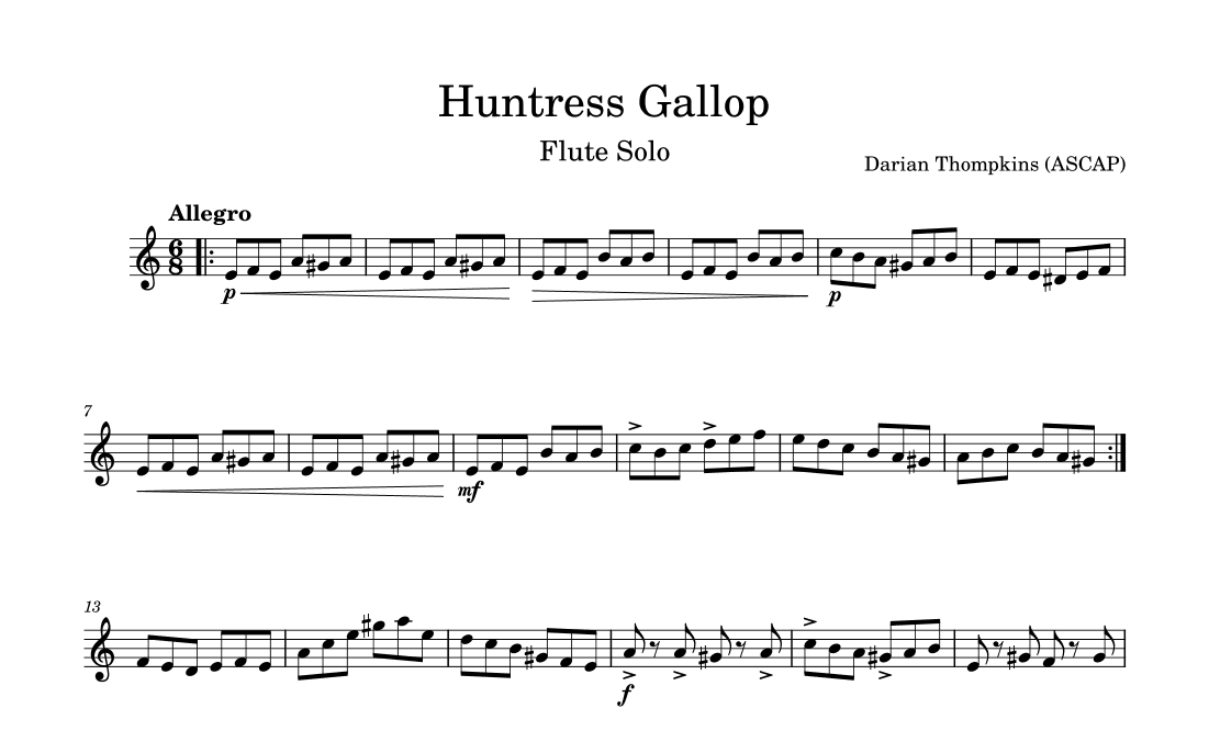 Huntress Gallop for Solo Flute