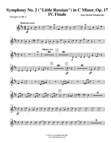 Tchaikovsky Symphony No. 2, Movement IV - Trumpet in Bb 2 (Transposed Part), Op. 17 (arr. Doug Clyde)