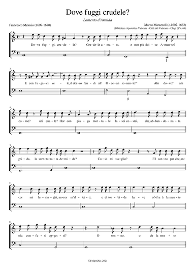 Lamento d'Armida: Dove fuggi crudele? (arr. Early Music Scores)