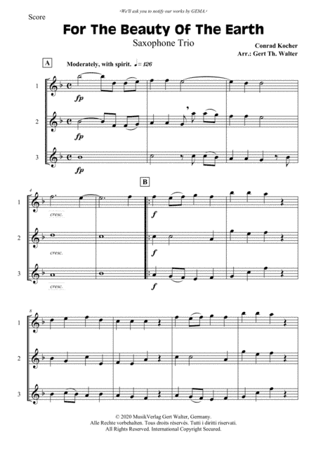For The Beauty Of The Earth (arr. Gert Th. Walter)