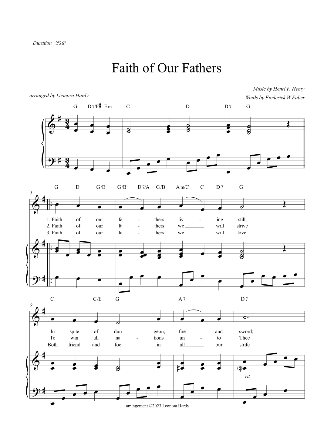 Faith of Our Fathers (arr. Leonora Hardy)