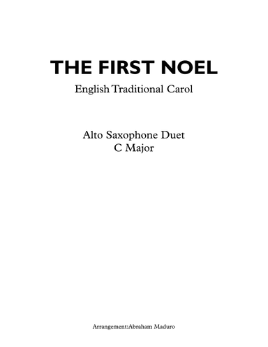 The First Noel Alto Saxophone Duet (arr. Abraham Maduro)