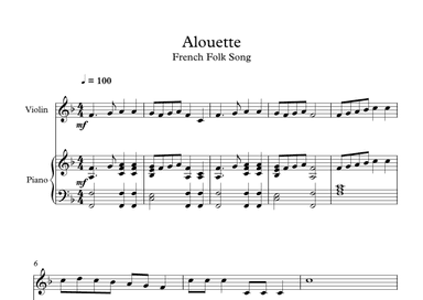 Alouette - French Folk Song (Violin + Piano) (arr. Digital Book Music)