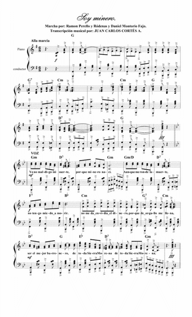 Soy minero. Marcha Española por Daniel Montorio Fajo y Ramón Perelló y Ródenas. (arr. Juan Carlos Cortés A.)