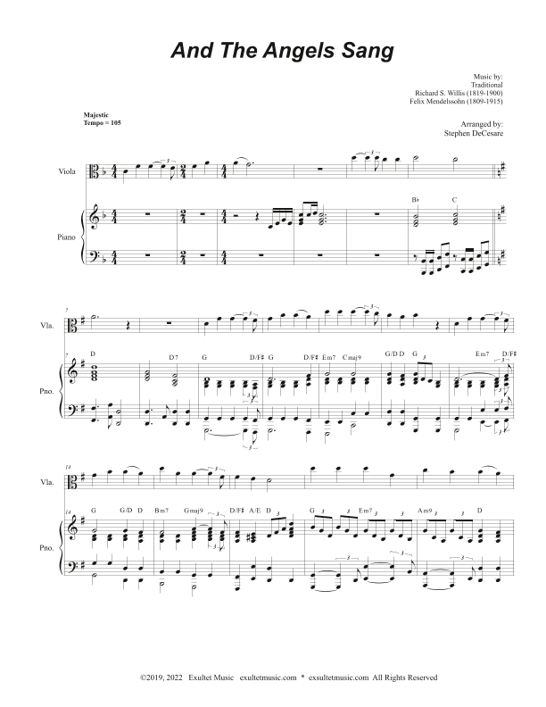 And The Angels Sang (Viola solo and Piano) (arr. Stephen DeCesare)
