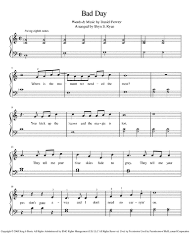 Bad Day (arr. Bryn S. Ryan)