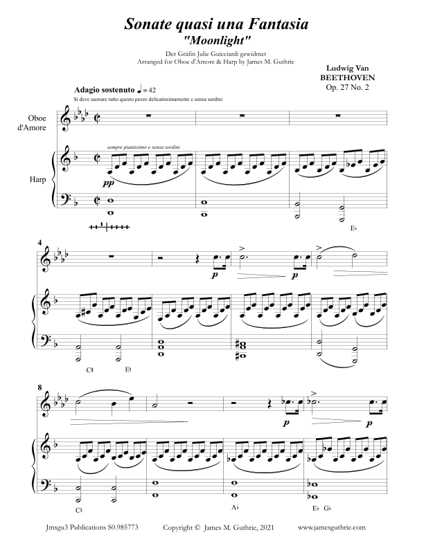 Beethoven: Adagio from the Moonlight Sonata for Oboe d'Amore & Harp (arr. James M. Guthrie)
