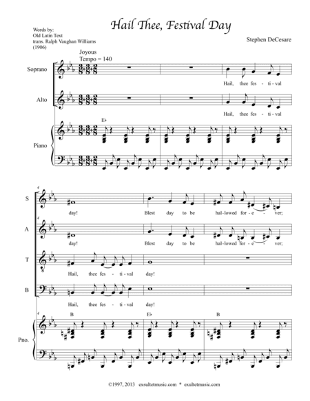 Hail Thee, Festival Day (SATB)