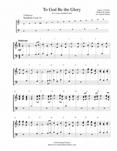 To God Be the Glory - for 3-octave handbell choir (arr. Samuel Stokes)